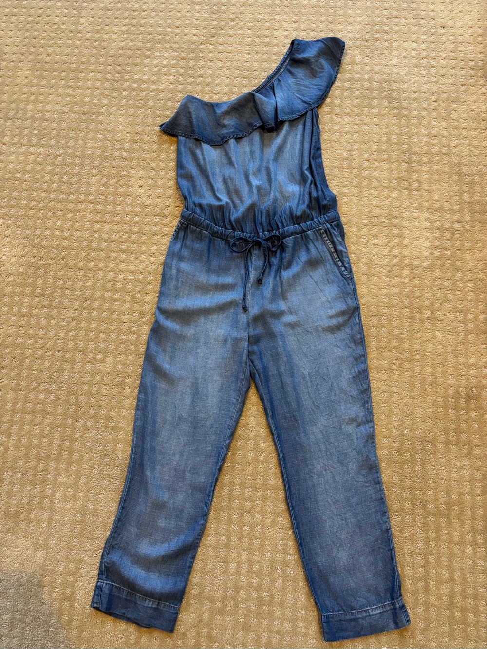 cloth & stone Blue Chambray Top with Elastic Neckline